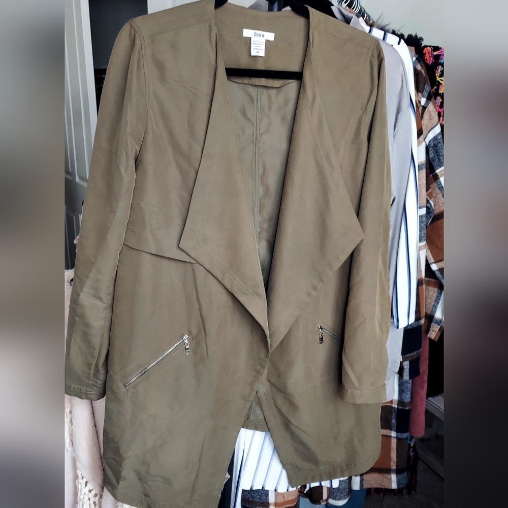 Bar III Women's Olive Trench Jacket SZ M - Picture 2 of 4